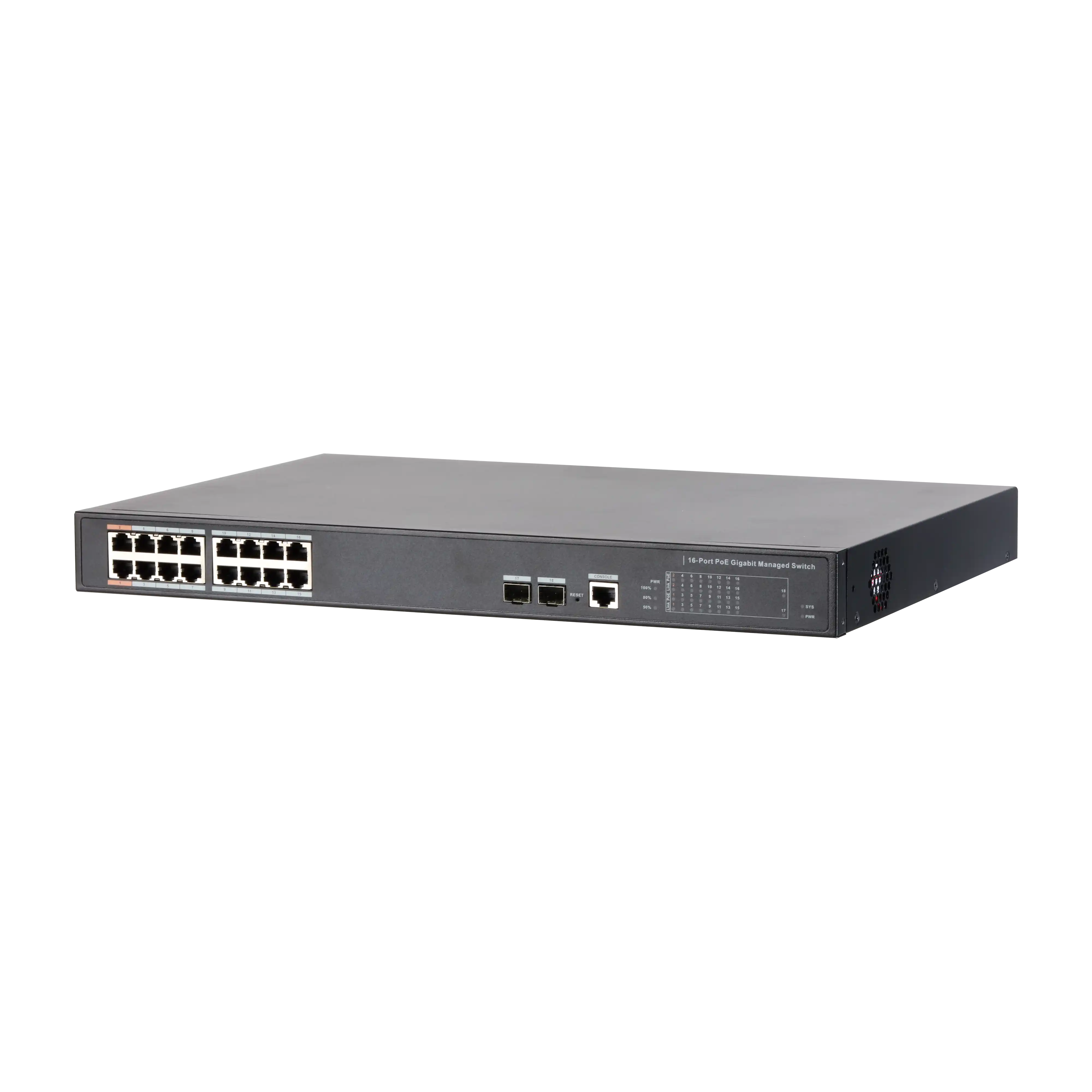 PFS4218-16GT-190 16 Port Gigabit PoE Switch (16GE PoE + 2GE SFP Toplam 190W PoE ) 